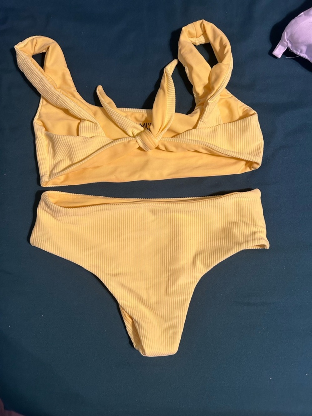 Ribbed Yellow Two-Piece Bikini Set - Picture 2 of 3